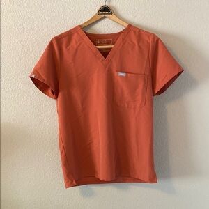 Figs Orange V-Neck Shirt Casual Comfort